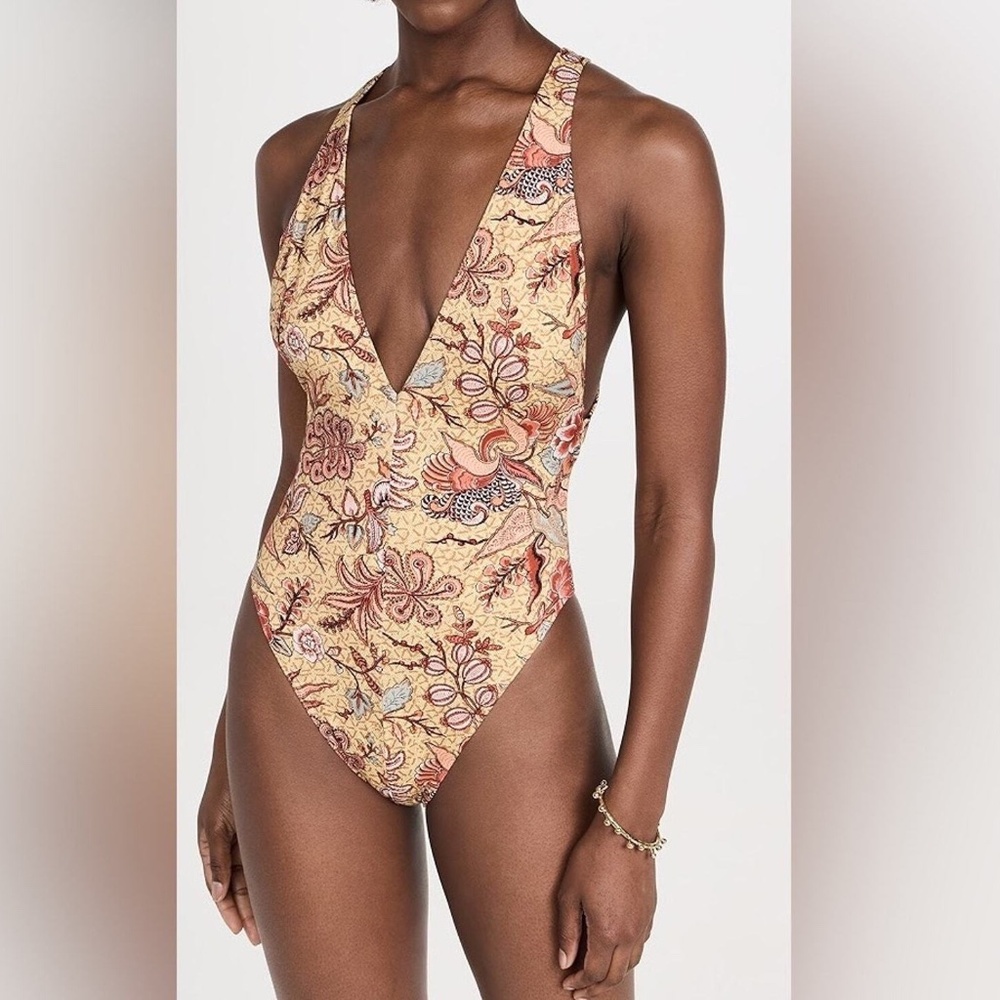 EUC Ulla Johnson Floral Luz Maillot Calla Lily One Piece Swimsuit